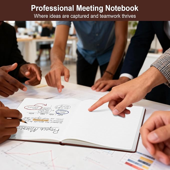 ViVin A4 College Ruled Notebook for Work, 8.5" x 11" Leather Hardcover Journal,192 Pages Professional Lined Notebook for Office & Business