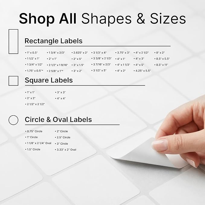 2" X 2" Matte White Printable Labels (500 Sheets, 10000 Stickers) Custom Labels, Logo Stickers, QR Codes for Laser & Inkjet Printers - Spartan Industrial Template S002