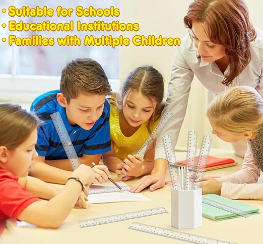 200 Pack Clear Plastic Ruler 12 Inch, Rulers Bulk for Classroom, Transparent Ruler with Centimeters and Inches, Drawing Tool Metric Rulers for Kids, Ideal Back to School Office Home Supplies