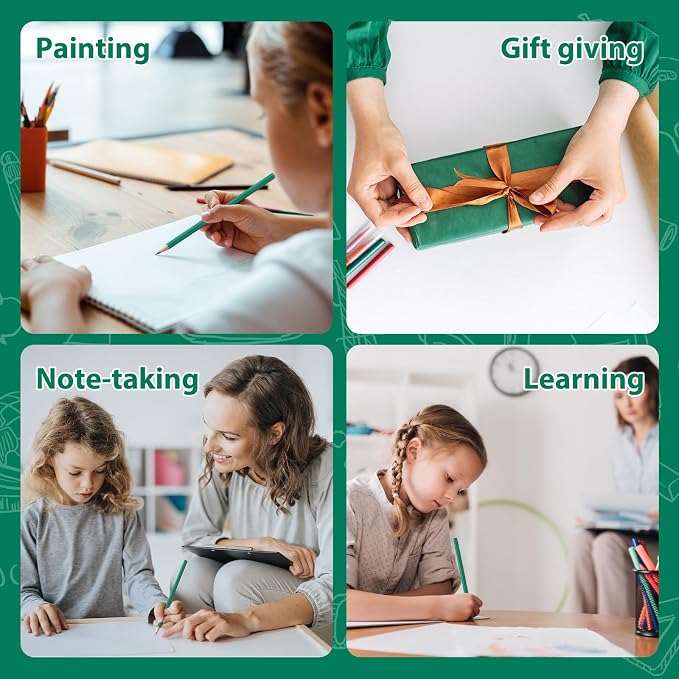 36 Pack Green Colored Pencils for Kids, Pre-sharpened Art Pencils Back to School Supplies Set, Drawing Sketching Pencils for Students, Teachers, Classroom
