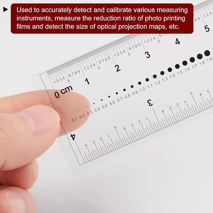 HARFINGTON Film Flexible 4 Inch 0.1mm Scale PET Plastic Folding Straight Ruler Calibration Soft Ruler Measuring Tool for Factory, Transparent