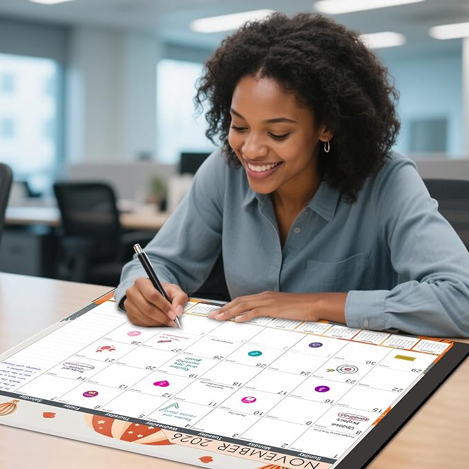 Gannyfer Desk Calendar 2026-2027, 18-Month Large Desk Calendar, July 2026 to December 2027, 22" x 17" Desktop Pad Calendar, Perfect for Home, School, or Office (6 Stickers Included)