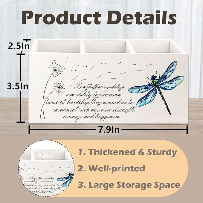 Dragonfly Dandelion Decorative Pencil Holder for Desk, Bookmark Holder Decor, Pen Caddy for Desk Decorative, Motivational Gifts for Women