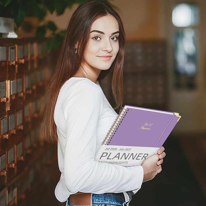 Academic Planner 2026-2027, 8.5" x 11", Hardcover Weekly Planner, Purple | Calendar Planner July 2026 - June 2027, Agenda Book with Tabs, Inner Pocket and Sticker for Office & School, A4