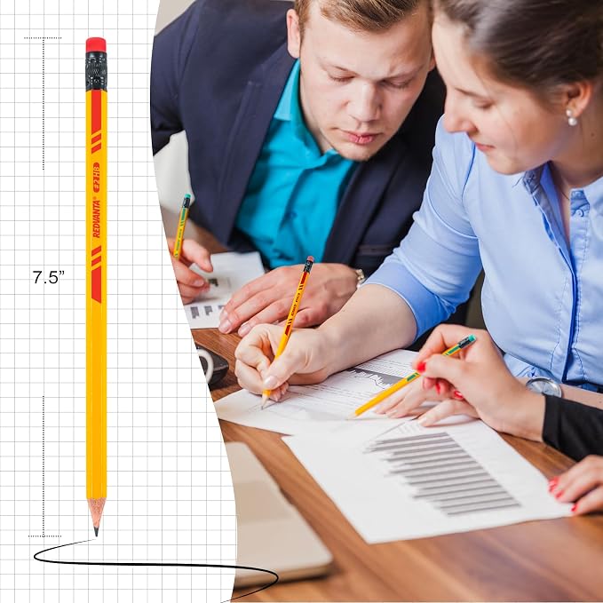 #2 HB Pencils, 50 Count Pre-Sharpened Yellow Wood Pencils Bulk Pack with Erasers, Break Resistant Lead, Smooth Writing for School, Classroom, Teacher & Office Supplies