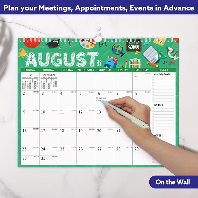 2026-2027 Wall Calendar, 14.5" x 11.8" 18 Month Festival | July 2026-December 2027 120Gsm FSC-Certified Paper Monthly Calendar, Twin-Wire Binding, Ruled Blocks, Holiday Reference
