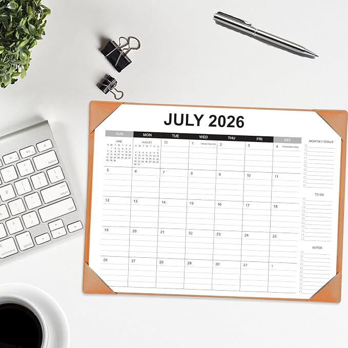Desk Calendar 2026-2027 with Desk Mat – 22" x 17" Large Desk Pad Calendar Runs from July 2026 to December 2027, Office Supplies Desktop Monthly Calendar for Home & Office