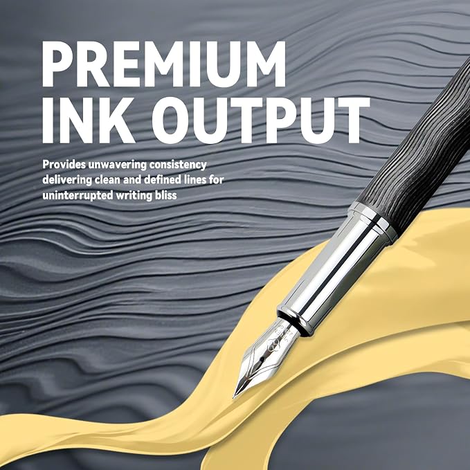 YUNCHUN Fountain Pen Set for Men Women, Streamline Design Refillable Pen with Medium Nib, 20 Ink Refills (10 Black + 10 Blue), Smooth Writing Gift, Gay