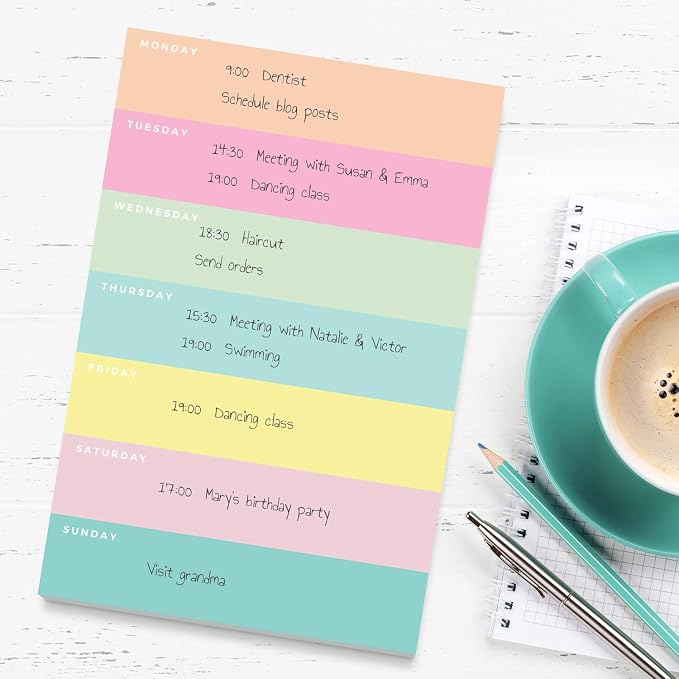 Daily Planner by Sweetzer & Orange - Undated 2026 pad – Colorblock Magnetic To Do List Notepad - Mon to Sun Agenda and Habit Tracker Organizer, Desk Pad for College Student, Office or Home