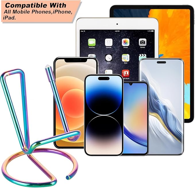 ROPOSY Cell Phone Stand for Desk, Cute Metal Rainbow Cell Phone Stand Holder Desk Accessories, Compatible with All Mobile Phones, iPhone, iPad
