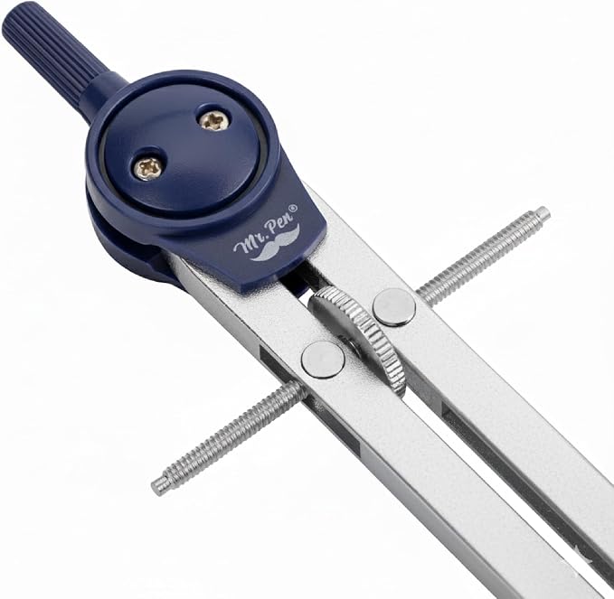 Mr. Pen- Metal Geometry Compass, Center-Wheel Design | Precision Drafting Compass with Pencil for School & Technical Drawing, Draws Circles up to 11 Inches Diameter