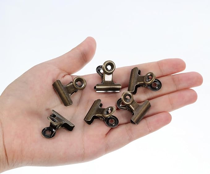Boao 100 Pcs Mini Cyan Bronze Metal Clips Small Cyan Bronze Binder Clips Bulk for Photos, Maps, Drawings, Art Work, Papers, Price Tag, 0.87 Inch