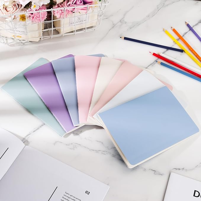 Ddaowanx 24 Pack Colorful Lined Notebooks, Journals in Bulk, 72 Pages, 36 Sheets,8.3x5.5 Inch, A5 Size, Travel Writing Notebooks Journal for Office School Supplie(Lined-24pack, 8 Colors)