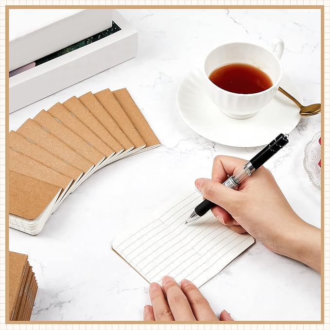 Outus 36 Pcs Pocket Notebook Mini Journal 2.5" x 4" Kraft Paper Mini Notepad Bulk Softcover Pocket Notepad Memo Diary Subject Notebooks for Student Travel School (Brown,Blank Cover)