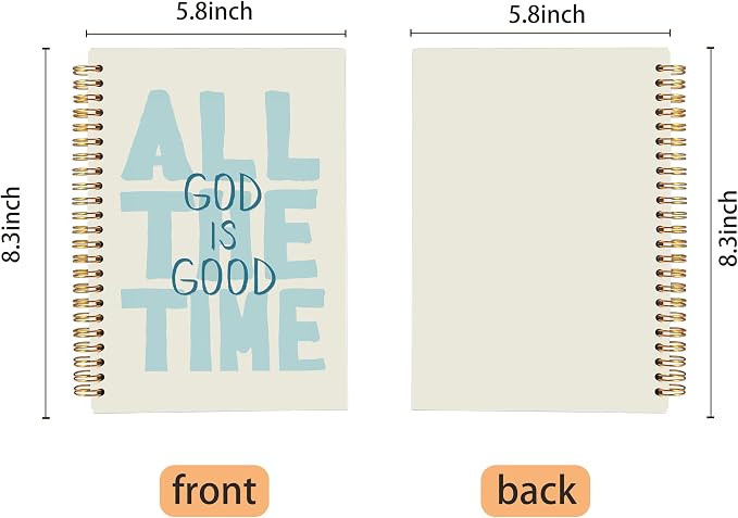 Ecezatik Blue Christian Notebook Journal, God Is Good All the Time Bible Notebook for Note Taking, Christian Gifts for Women, Religious Scripture Spiral Journal 5.5x8.3 Inch