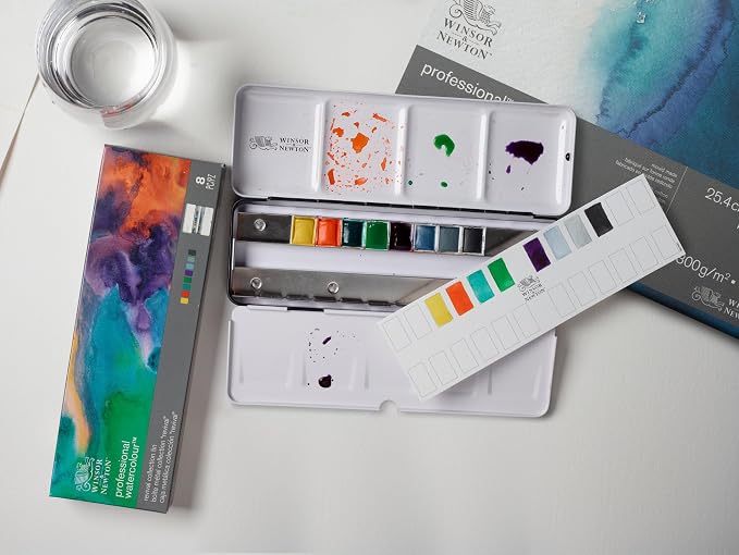 Winsor & Newton Professional Watercolour, Revival Collection Tin, Half-Pan Set of 8