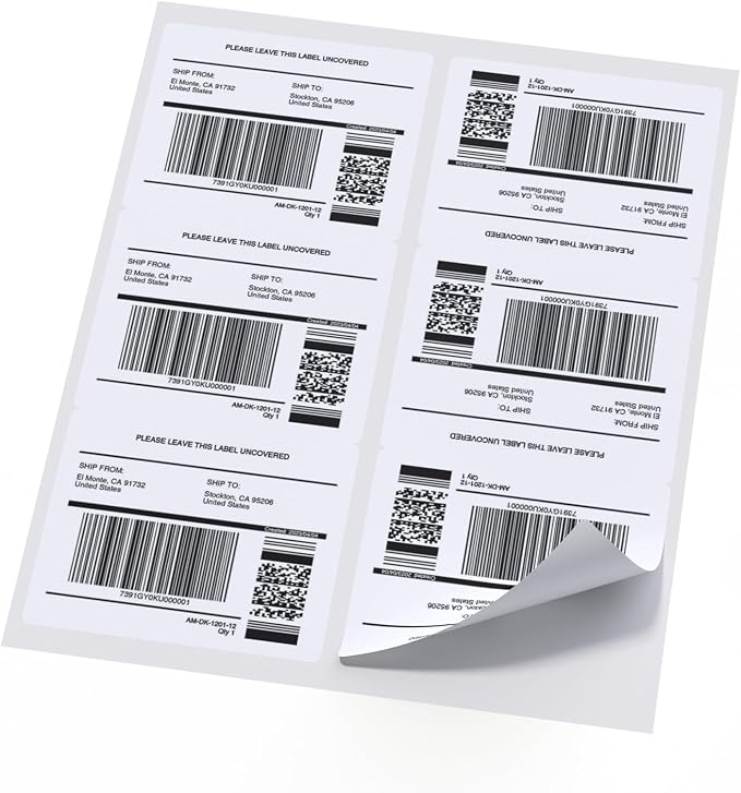 3-1/3" x 4" Shipping Labels, Printable White 6 UP Label for Laser/Inkjet Printers, Self Adhesive FBA Address Matte Mailing Label Stickers(50 Sheets, 300 Labels)