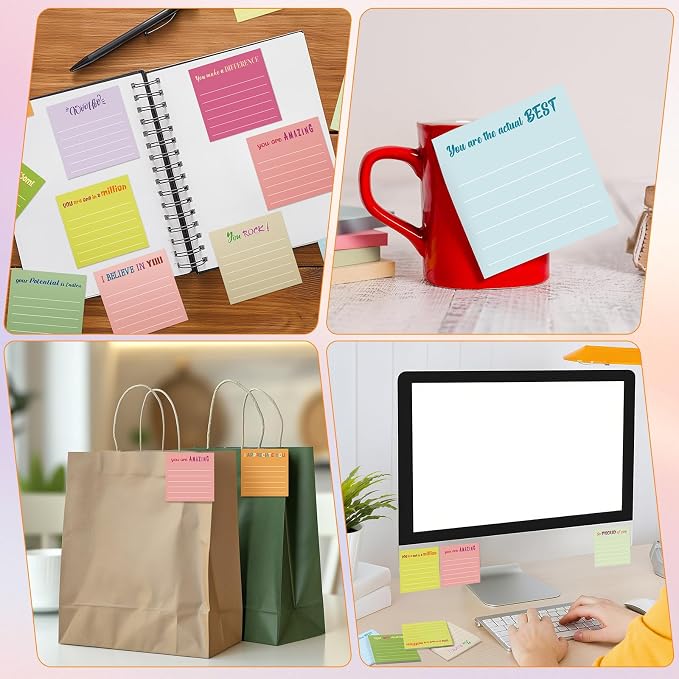 Yinder 24 Pcs Sticky Notes Gifts Bulk,Appreciation,Macaroon