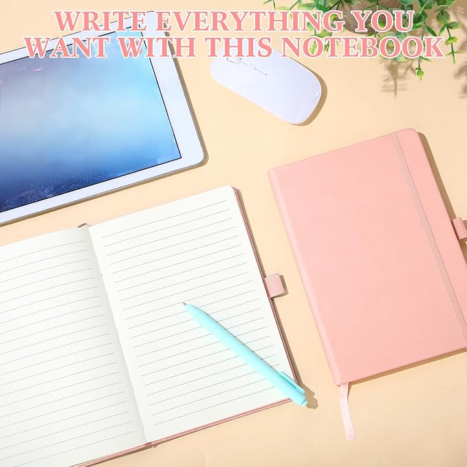 Laumoi 14 Pack Hardcover Journal Notebooks Bulk A5/A4/B5 Journaling Notebook Wide Ruled PU Leather Ruled Lined Journals with Pen Holder for School Business Work Writing (Pink,A5)