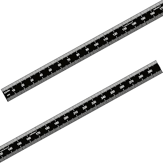 PEC Tools 300mm Flexible Metal Ruler, Stainless Steel with Black Chrome Finish, High Contrast, Fully Metric Graduation (0.5mm, 1.0mm), Easy to Read Machinist Rule, Made in USA