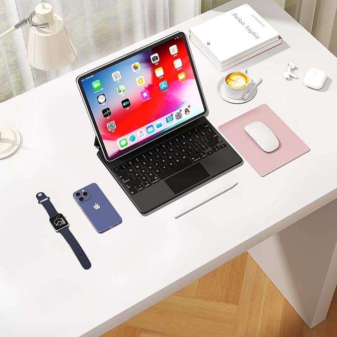 Leather Desk Pad Protector, Waterproof Mouse Pad, PU Desk Mat, Office Desk Cover, Desk Writing Mat for Office/Home/Work/Cubicle (Light Pink) 9x8 in