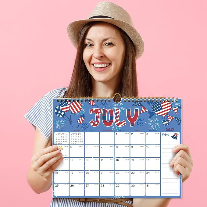 Vibrant Focus 2027 Calendar - 18 Monthly Wall Calendar, October 2026 - March 2028, 8.5" x 11", Calendar 2027 with Twin-Wire Binding, Hanging Hook, Blocks and Julian Dates(Calendar Seasonal)