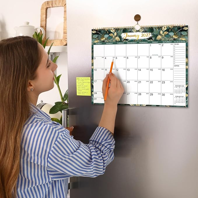 Calendar 2026-2027, 15" x 11.5", Jul 2026 - Dec 2027 with To-do List | 2026-2027 Wall Calendar, 2027 Calendar , 18 Months Wall Calendar Large with Hook, Notes, Perfect for Organizing