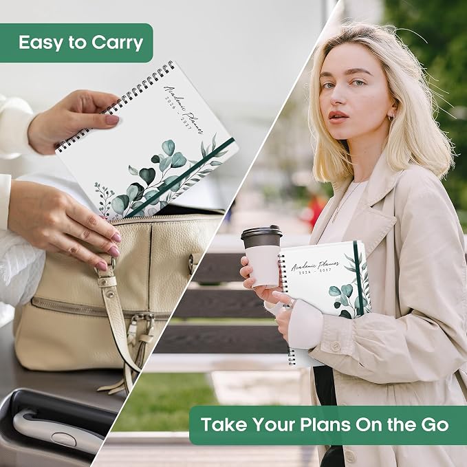 Academic Planner 2026-2027, Weekly and Monthly Calendar Book, July 2026 – June 2027, Hardcover Planner with Tabs, Perfect for Teachers, Students, Women & Men, A5 (6.4" x 8.5") - Leaf
