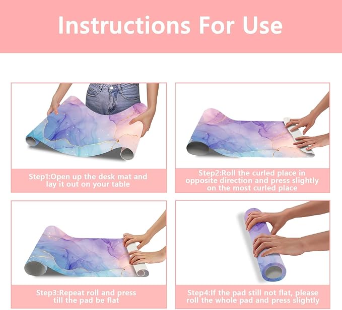 Britimes Teal Mauve Marble Desk Mat Watercolor Golden Purple Deak Pad Non-Slip PU Leather Large Keyboard Mouse Pad Office Desktop Accessories for Office,Work,Home Decor(31.5"X15.7")