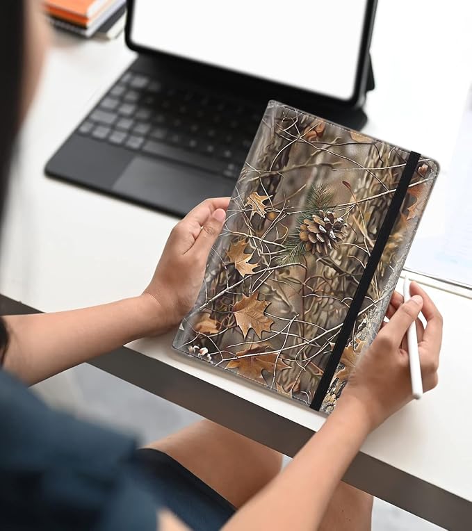 A5 Leather Lined Journal Notebook, 200 Pages Hardcover Executive Notebook for Men Women Office School Note Taking, Thick Writing Paper Daily Journal with Bookmarks/Indexes,Camouflage Jungle