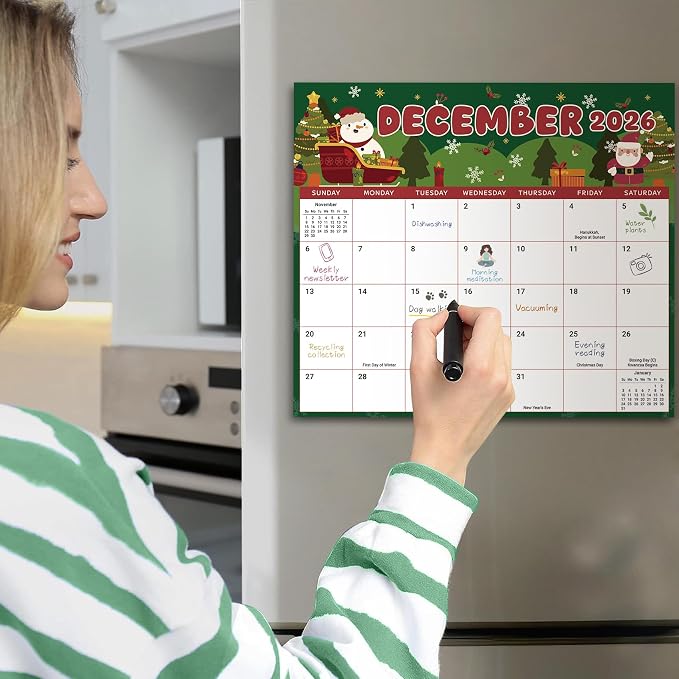 Aesthetic 2026-2027 Magnetic Calendar for Refrigerator, 21-Month Fridge Calendar Magnet from April 2026 to December 2027, Easy Organizing, Watercolor Festiva