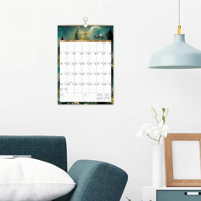 2027 Calendar - 2027 Wall Calendar, JAN 2027 - DEC 2027, 12" x 17", 2027 Wall Calendar 12 Month with Hanging Hook, Perfect for School, Home, Office Organization - Dreaming Moon
