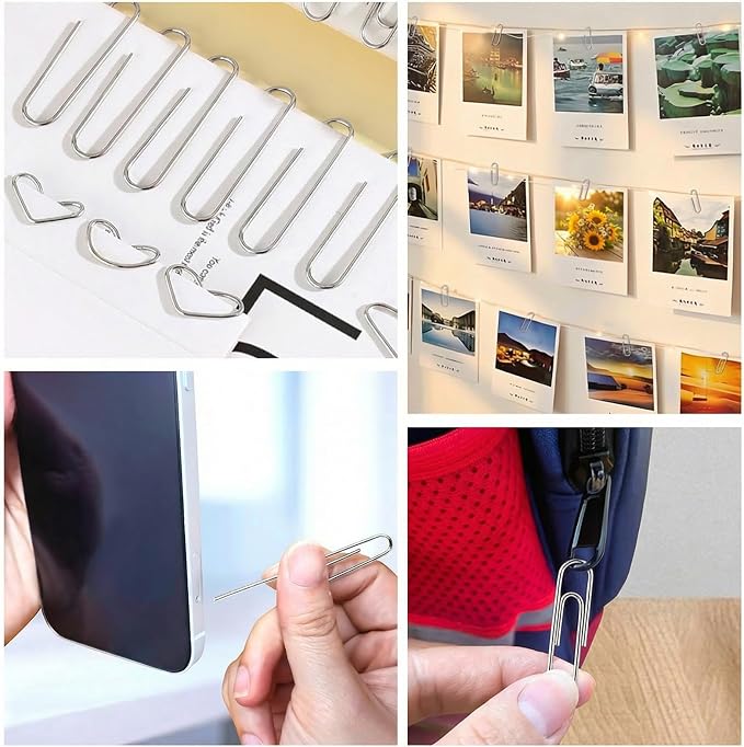 340Pcs Black Paper Clips and Binder Clips Assorted Sizes, Large Medium Small Binder Paper Clips Office Clips Office Supplies, Assorted Paper Clamps PaperClips for Home Office Supplies in a Container