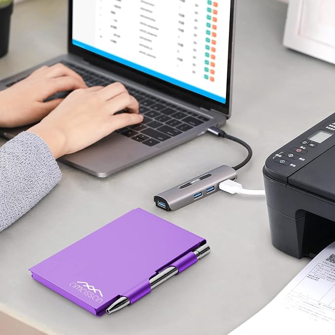 Metal Small Notebook, Mini Notepad, Small Pocket Notepad Aluminum Note Case with Mini Metal Pen and 60-Page Sheets - Memo Books Note Pads, Solid Purple