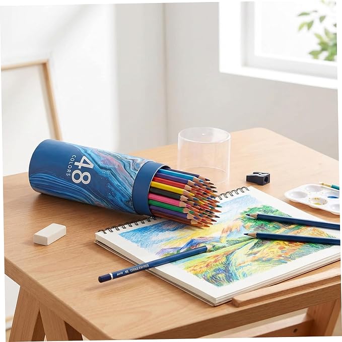 48 Color Pencil, Soft Core Art Pencils Set with Blending Tutorial for Drawing & Coloring Books Premium Coloring Pencils for Adults, Kids, Artists