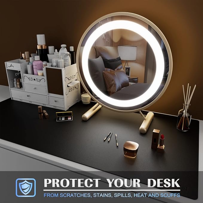 K KNODEL Extra Large Desk Mat, Leather Mouse Pad (35.4"x17", Black) | Desk Pad, Keyboard Pad, Computer and Laptop Mat, Desktop Protector and Cover, Writing Pad and Blotter for Home Office