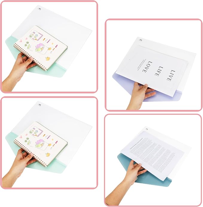 Mr. Pen- Clear Plastic Envelopes File Folders, 10 Pack, A4, Letter Size | Colorful Flaps, Clear Folders for Documents Plastic Poly Envelopes with Label for School, Home, Work, Office, Organizer