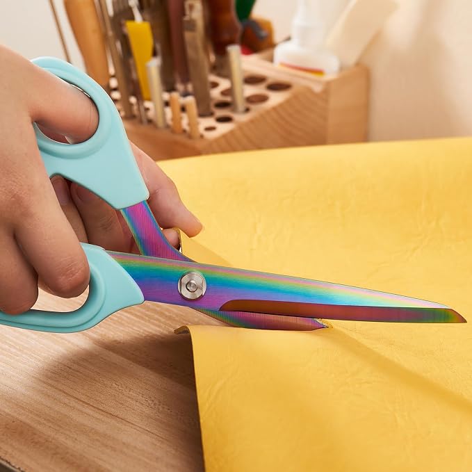 10" Scissors All Purpose, Heavy Duty Scissors for Office | Sharp Blades and Comfort Grip Handle,Suit for Fabric Cutting, Clothing Craft & Sewing Projects, Light Blue