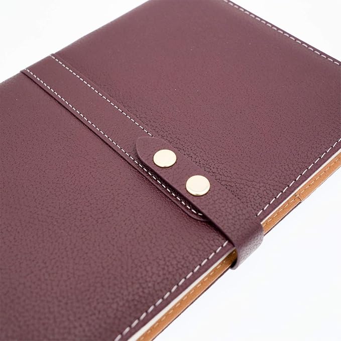 Hardcover Notebook Set - Thick Classic Ruled Notebook with Pen Loop and Pen, A5 192 Pages, Soft Faux Leather Hardcover Cover with Buckle(Maroon)