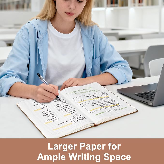 Comix B5 Lined Journal Notebooks, 208 Pages, 6.9 x 9.8 Inches, Brown, Hardcover Journaling Notebooks for Men & Women- Fits for Office, Business, School, Notes Taking & Writing