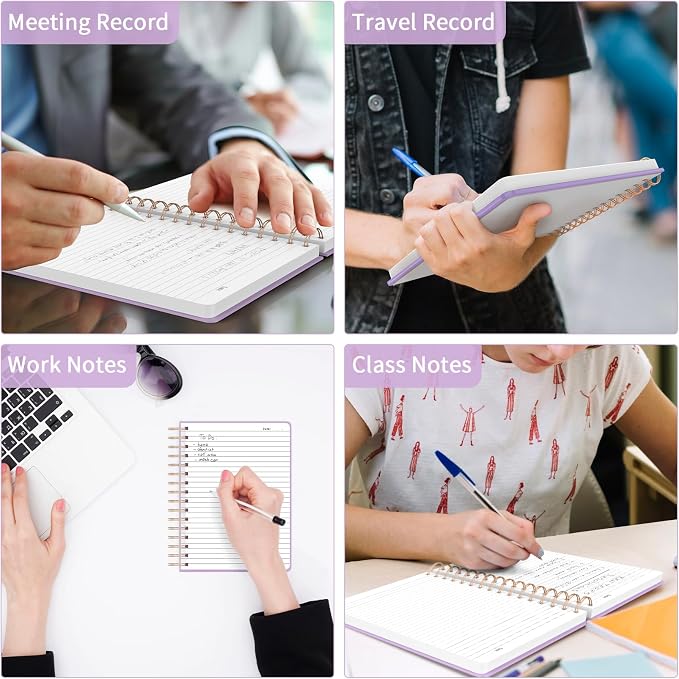 Forvencer Lined Spiral Journal Notebook with 300 Numbered Pages, B5 College Ruled Thick Journals for Writing with 100GSM Paper, Hardcover Notebooks with Contents for Work, School, Women, Men, Purple