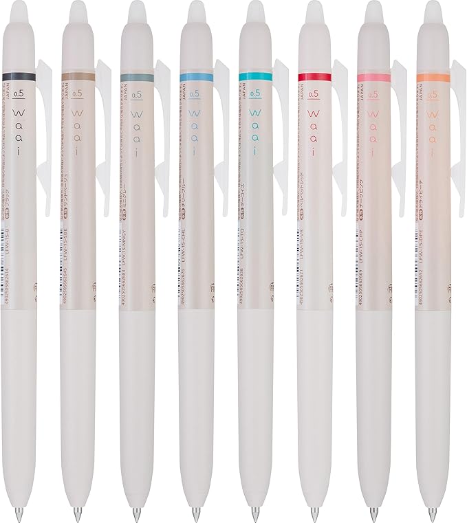 Pilot FriXion Waai Erasable Gel Pens, 8-Pack Pouch, Extra Fine Point 0.5 mm, Assorted Colors, FriXion Erasable Pens - For School, Journaling & Office Writing