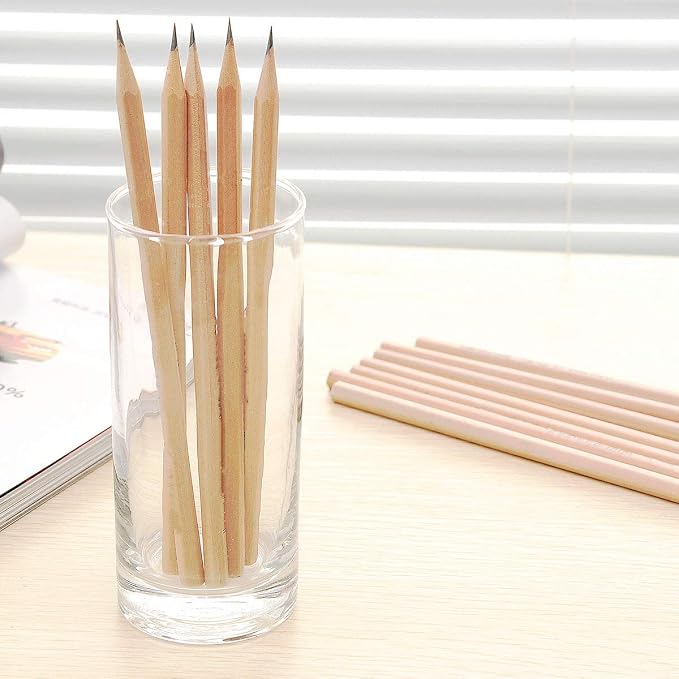 Hexagonal HB Wooden pencils, 30 natural wood grain pencils, Writing stationery(unpainted)
