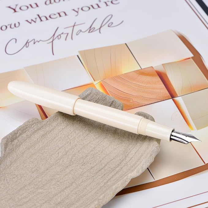 Asvine C80 Fountain Pen #8 Medium Nib Large Handcraft Pen with Converter Pen Box Collection Set (Ivory)