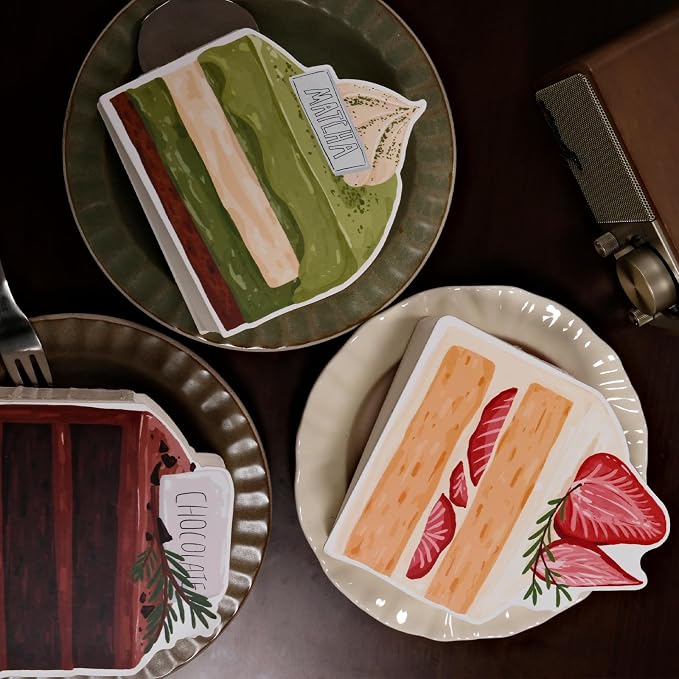 Cake Notepad Set 4 Pack of Dessert Themed Memo Pads Cute Mini Notebook for Baking Lovers Sweet Gift Idea Pocket-Size Memo Pads 110 Sheets/Pack (Cake)