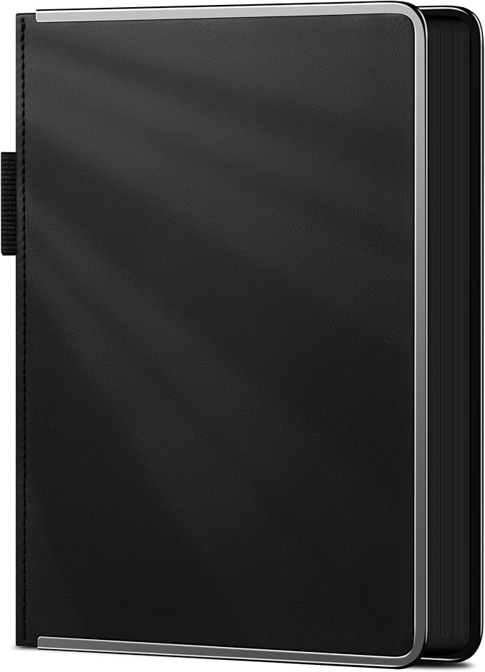 MINICAGIE Journal Notebook for Men Women Gifts Hardcover Leather Mens Journals for Writing 288 Pages 100 Gsm Paper Thick Journaling Notebooks for Work Diary, 5.7x8.3 In, Black