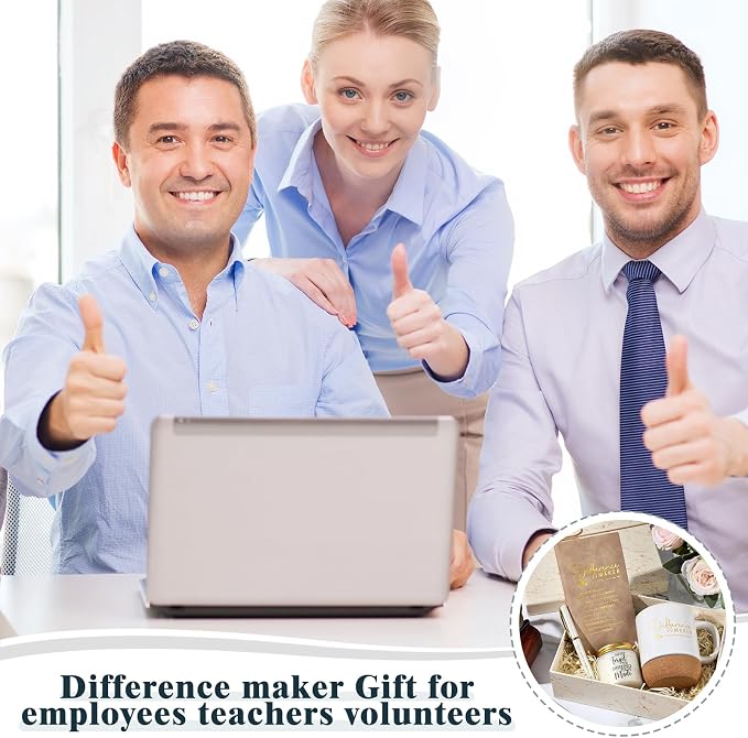 Vesici 4 Pcs Difference Maker Gift Set Mug Notebook Candle Pen,White,Word