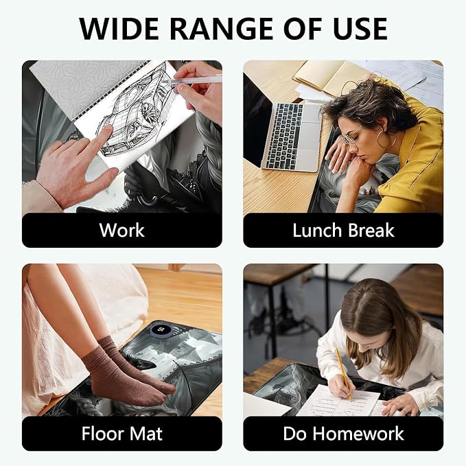 Heated Mouse Pad with 3 Levels Heated & 3 Hours Auto Shut-Off Mouse Pad for Warming Hands in Office Home, 23.6" x 14.2"Large Safe Desk Mat Hand Warmer,Woman with Umbrella