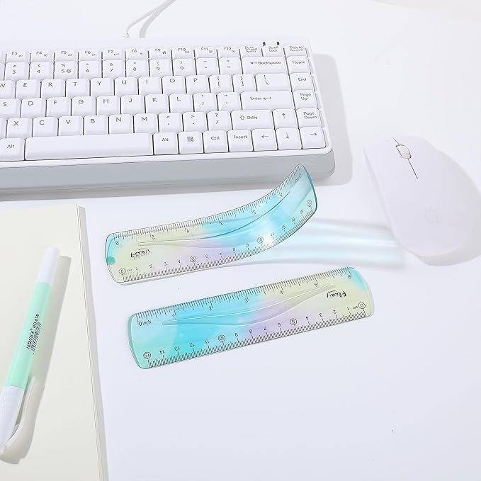 Mabor 2 Pieces Flexible Ruler, Color Plastic Ruler 6 inch | Shatterproof Straight Edge Plastic Soft Bendable for School Classroom Office Kids & Adults (6inch)