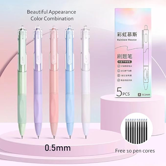 45PCS Morandi Color School Supplies Set with Notebook, Gel Ink Rollerball Pens, Pencil Cas, ID Badge Holder, fluorescent pens,Pencil, Erasers, Clip, tape measure, pen core